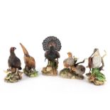 Five Coalport limited edition game birds, woodcock, capercaillie, red grouse,