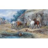 Harden Sidney Melville (British 1824-1894)/Changing Horses/signed/watercolour,