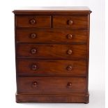A Victorian mahogany chest of two short over four long drawers,
