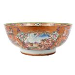 A Chinese export Mandarin pattern punch bowl, (damages), 39.