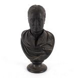 A Wedgwood black basalt portrait bust of Sir Walter Scott, on socle base, impressed mark, 22.