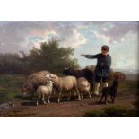 Cornelius Van Leemputten (Belgian 1841-1902)/Sheep/a pair/signed/oil on panel, 16.5cm x 22.