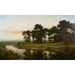 Benjamin Williams Leader RA (British 1831-1923)/Still Evening/river landscape beside a copse with