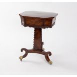 A Regency figured walnut work table,
