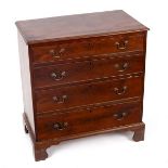 A George III mahogany chest of four long graduated drawers on bracket feet, (alterations), 75.