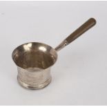 A Georgian silver brandy pan, marks rubbed, repaired and handle replaced,