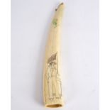 An American scrimshaw marine ivory tusk,