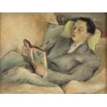 Chiquita Astor/Portrait of James Arthur Pope-Hennessy/reclining reading a book,