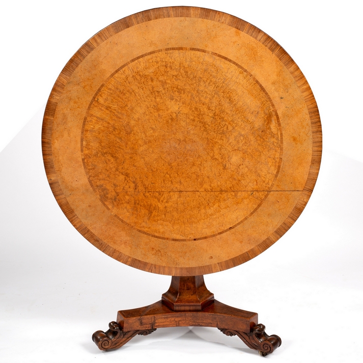 A Victorian burr maple centre table, - Image 3 of 10