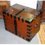 A metal bound silver chest, fitted trays,