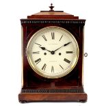 A Regency bracket clock, S & W Shoreman, with painted Arabic dial and eight-day striking movement,