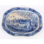 A Staffordshire blue printed pearlware meat dish, circa 1820/1830,