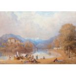Thomas Miles Richardson Jnr. RWS (British 1813-1890)/Italian Lake Scene/watercolour, 28cm x 39.