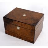 A 19th Century figured walnut workbox (gutted),