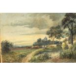 Manner of David Cox/Landscape with Figures and Church in Distance/bears signature/watercolour,