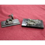 A finely cast bronze figure of two lizards, circa 1870, on a black marble base,