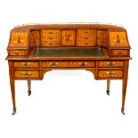 A satinwood inlaid Carlton House desk,