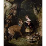 William Collins RA (British 1788-1847)/The Pet/a child feeding a young deer by hand/signed and