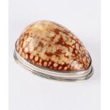 A mid 18th Century silver and cowrie shell box,