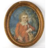 English School, early 19th Century/Portrait of a Boy/three-quarter length, in a red suit,