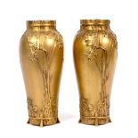 A pair of Art Nouveau bronze vases by Marioton,