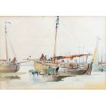19th Century English School/Fishing Boats on the Foreshore/watercolour, 16.