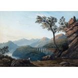 John Varley OWS (British 1778-1842)/A Mountain Aqueduct/watercolour, 18.5cm x 25.