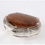 A George III silver and hardstone cartouche-shaped box, marks indistinct, maker possibly RC,