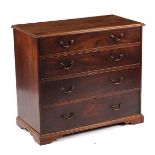 A George III mahogany chest, circa 1780, with four long graduated drawers on bracket feet,