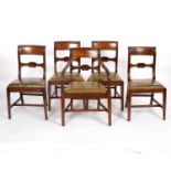 A set of five Regency mahogany bar back dining chairs,