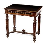 A late 19th Century Italian walnut and bone inlaid side table,