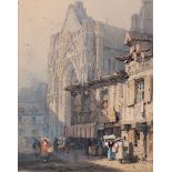 Follower of Samuel Prout/French Cathedral and Buildings/watercolour, 26cm x 18.