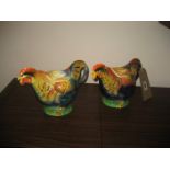 2 x Novelty rooster teapots