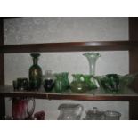 A collection of green glassware. (qty)