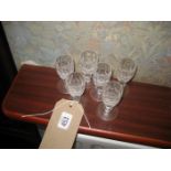 Six Waterford crystal glasses.
