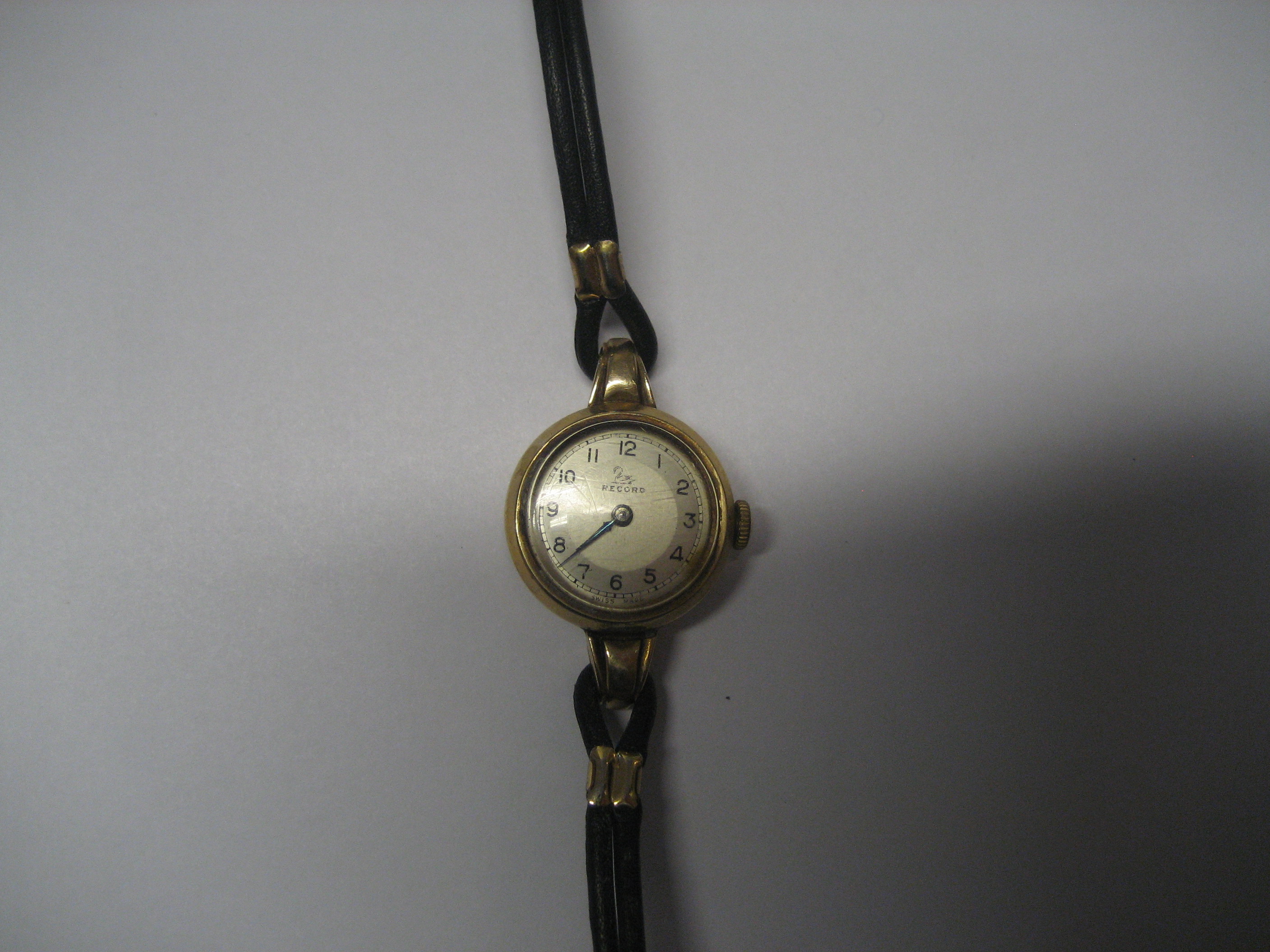 A ladies 9ct gold Record watch.
