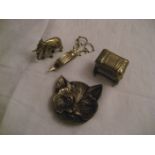 A collection of brass ware to include a match box holder etc