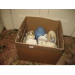 A blue ground ginger jar, various other china etc. (1 box).