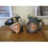 Two Royal Doulton Toby Jugs, Long John Silver and Rip van Winkle.