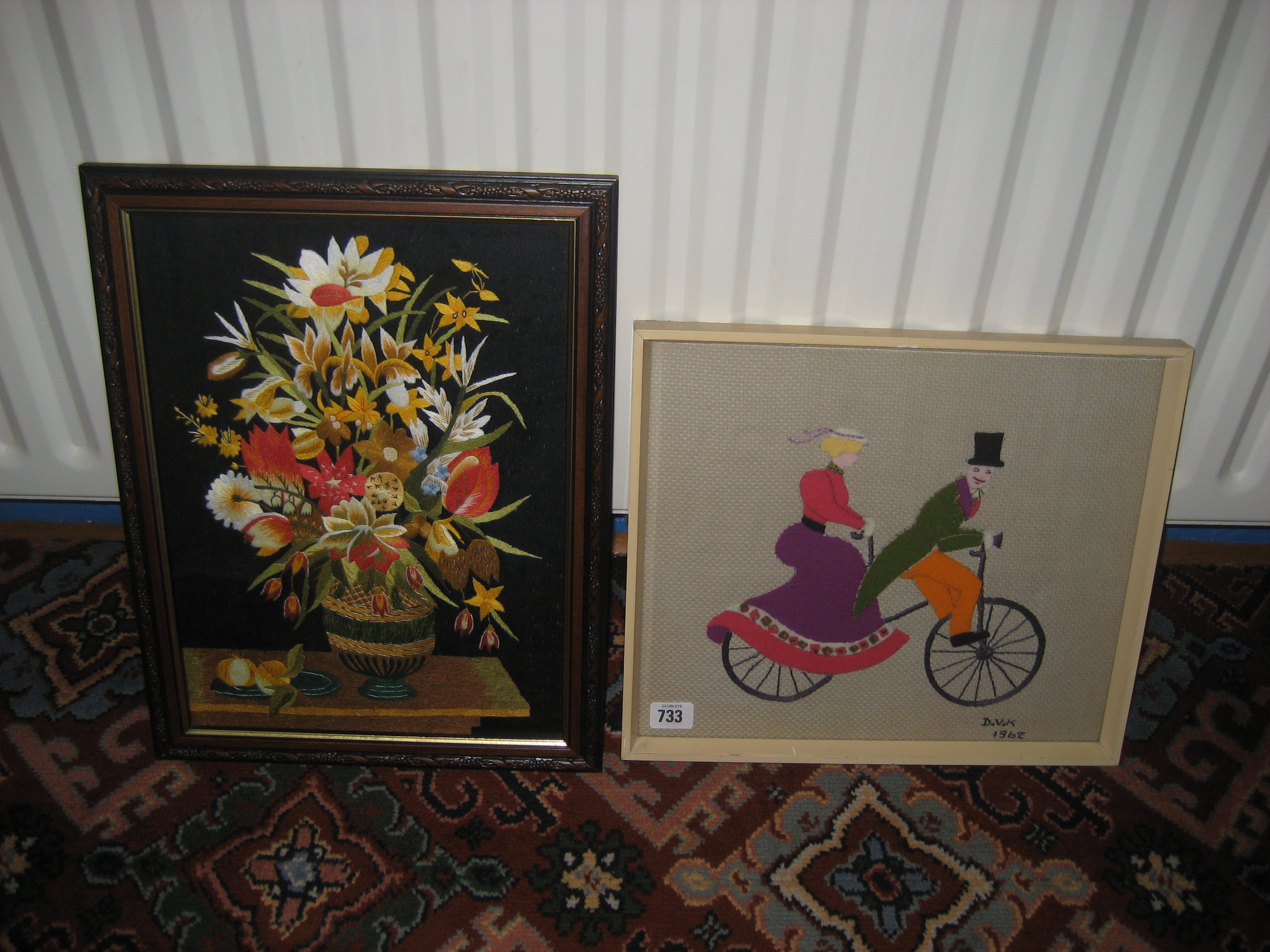 Two framed tapestries (2).