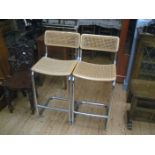 Pair cane bar stools