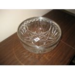 A cut glass silver rimmed centre bowl