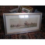 Collins. A late 19th/early 20th century framed rural scene watercolour.