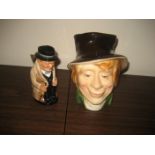 A miniature Royal Doulton Winston Churchill jug & another Toby jug (2)