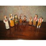 Various wood carved Black Forest type figures etc. c.1950s, some dated (8).