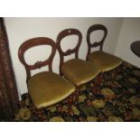 A set of three Victorian balloon back chairs.