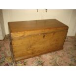 An early 20th century pine blanket box with dovetail corners, 72cm wide.