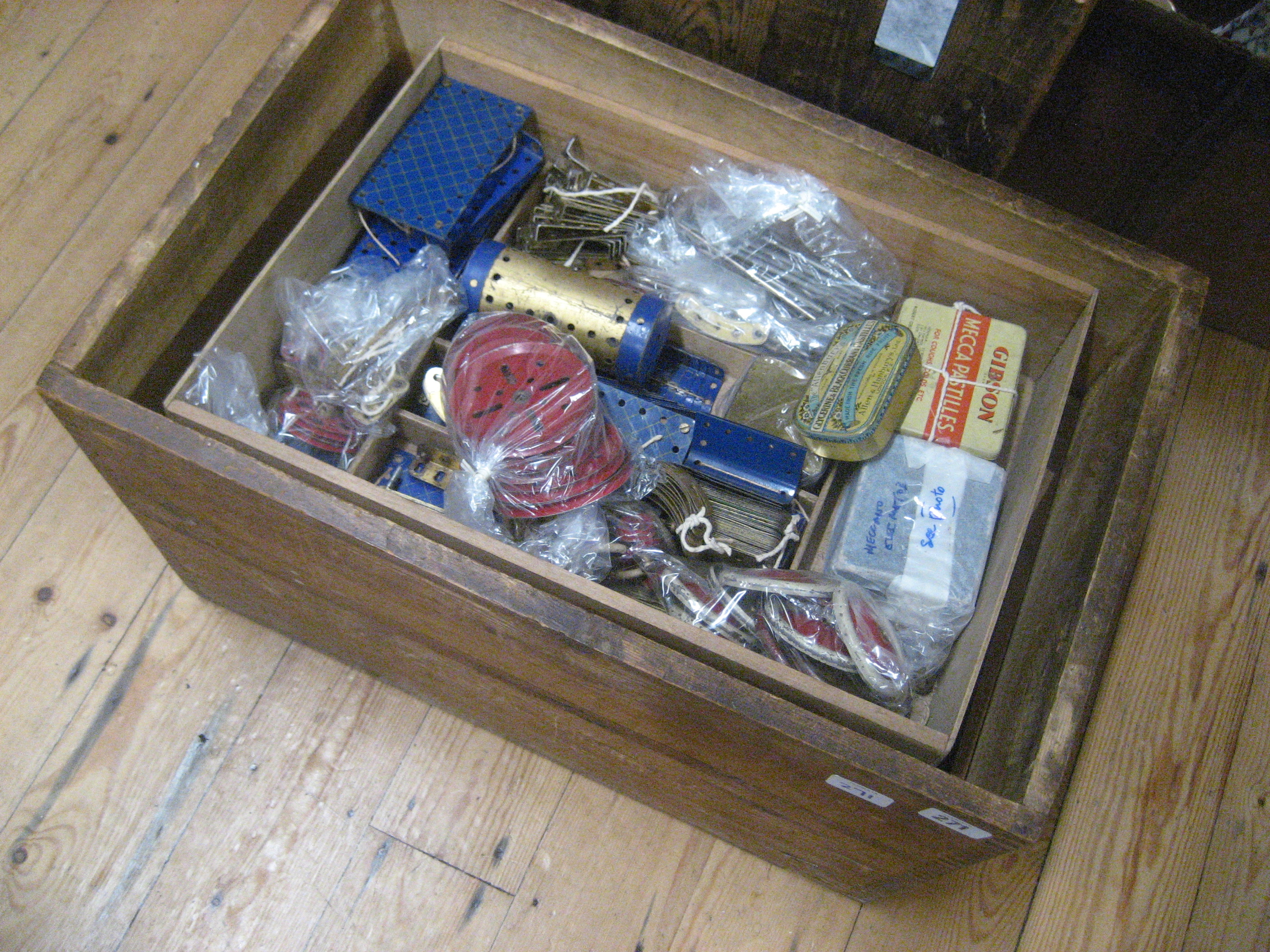 Wooden box of Meccano
