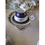 A Minton blue gilt tazza together with two further items of Minton (3).