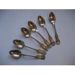 A set of six silver spoons with embossed decoration, 4.6oz.